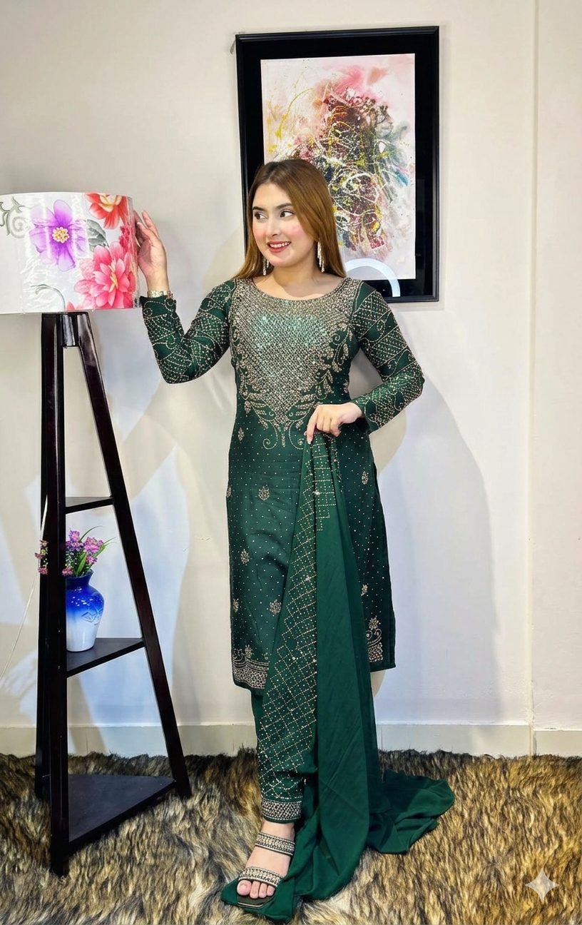 Real Nc Stone Party Wear Dresses DL - Image 4