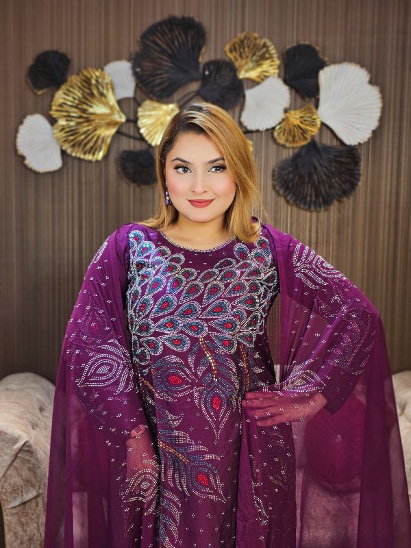 Luxury Peacock Party Wear Stone Design - Image 7