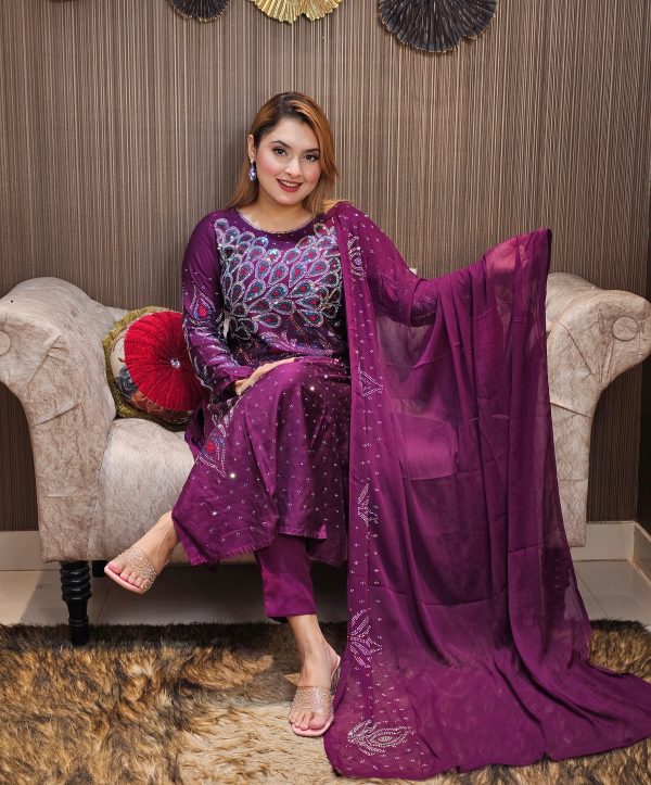 Luxury Peacock Party Wear Stone Design - Image 6