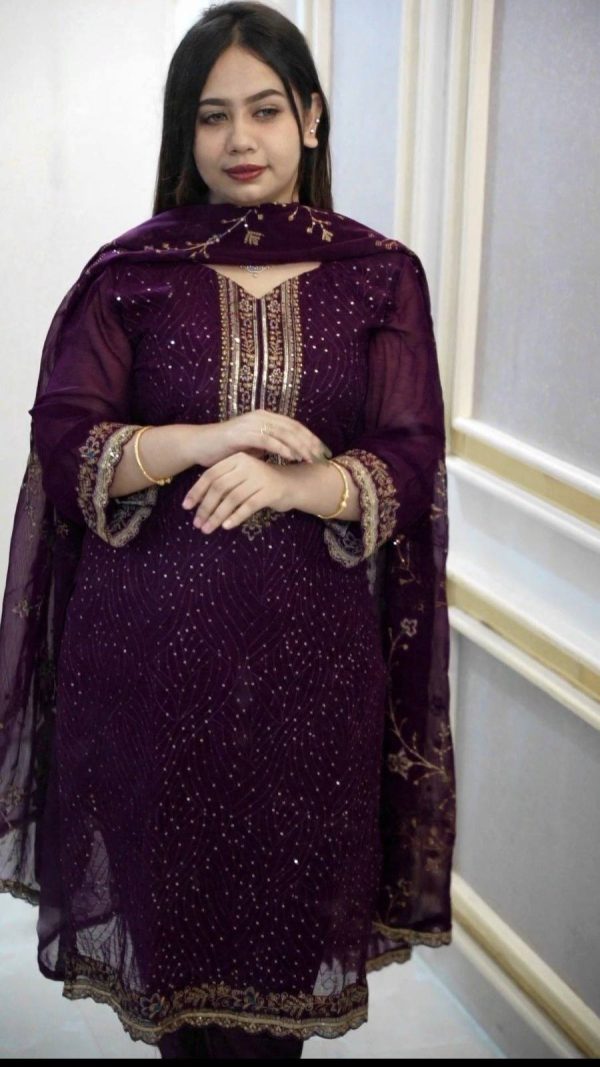 Purple Embroidery Dress