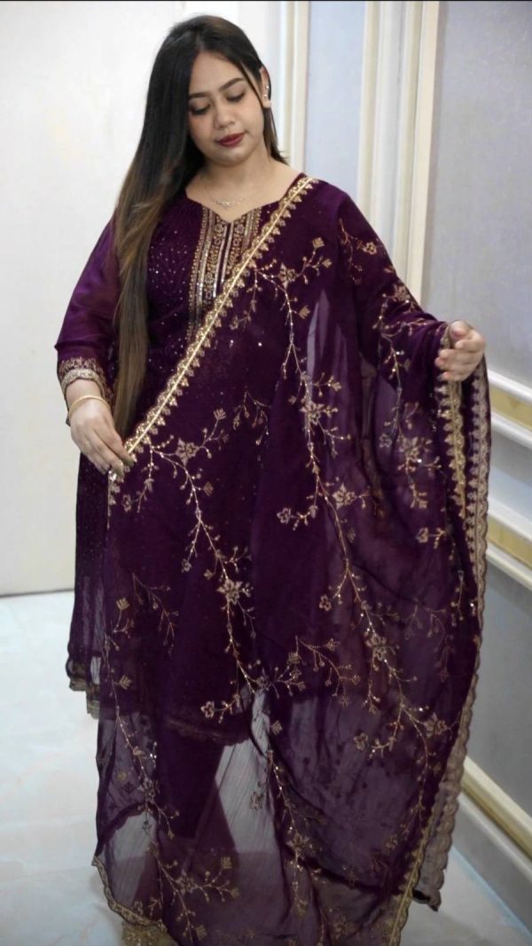 Purple Embroidery Dress - Image 4