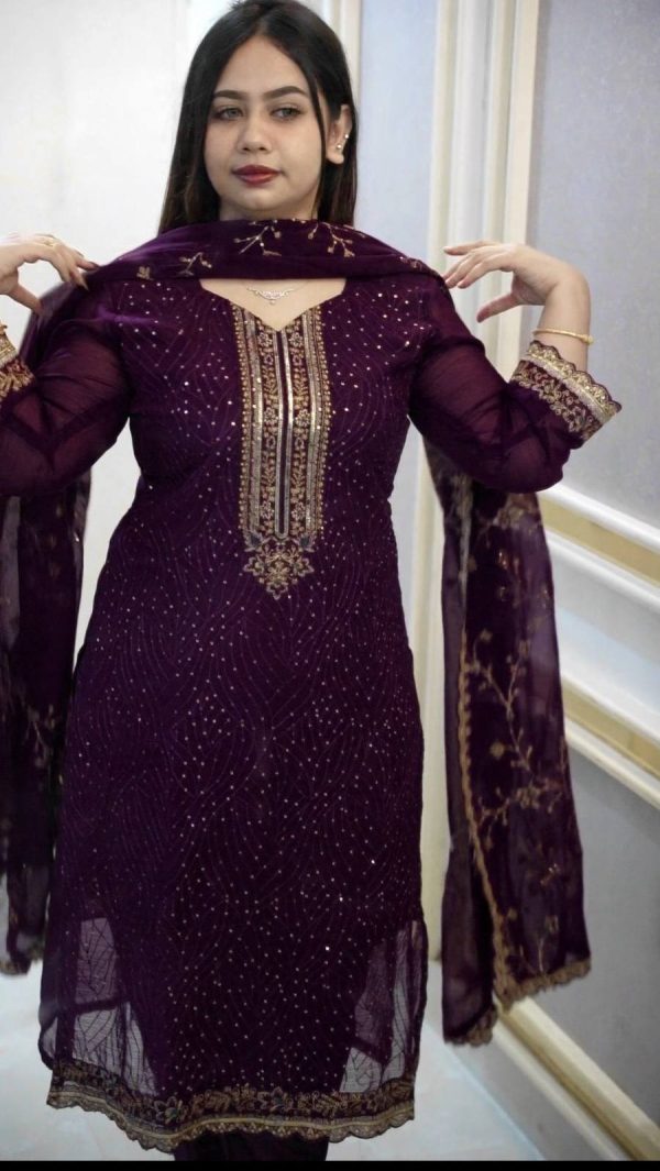 Purple Embroidery Dress - Image 3