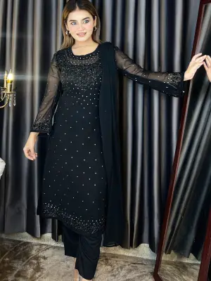 karchupi dress design Latest Designer Anarkali Dress with Karchupi Work