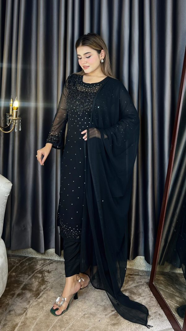 Midnight Royal Black Sparkle Party Dress - Image 3