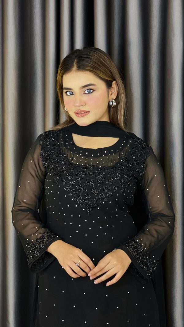 Midnight Royal Black Sparkle Party Dress - Image 2