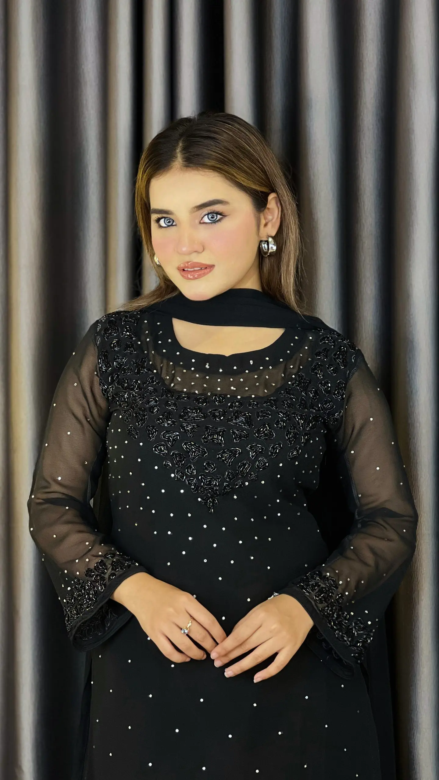 Midnight Royal Black Sparkle Party Dress - Image 2
