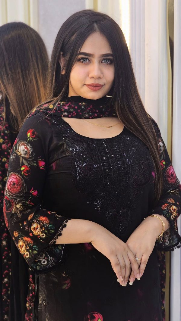 Royal Black Party Wear  Dresses - Image 4