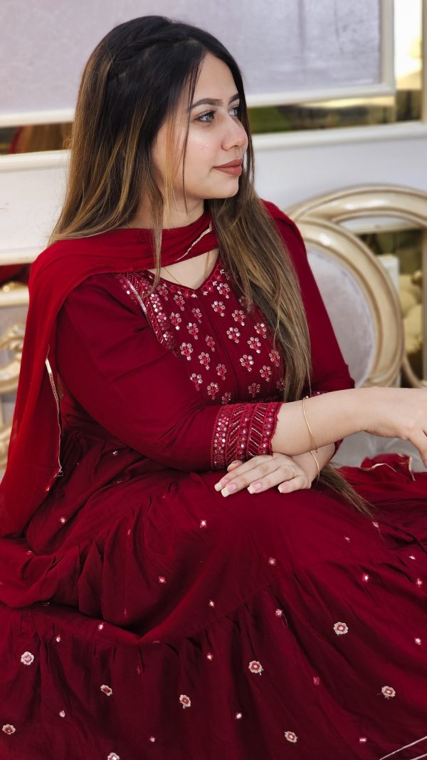 Stunning Maroon Anarkali🌹 - Image 4
