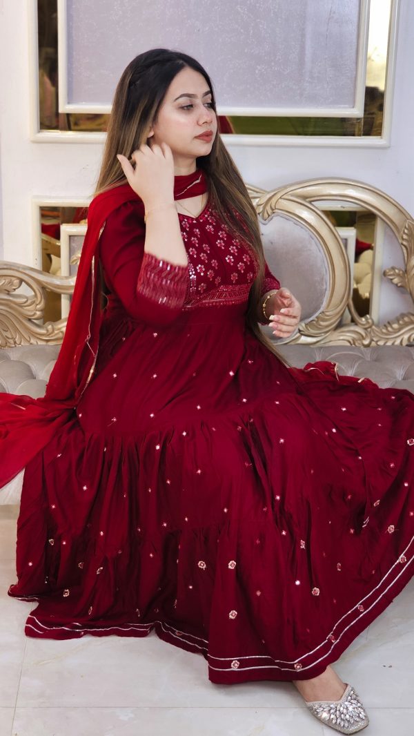 Stunning Maroon Anarkali🌹 - Image 5