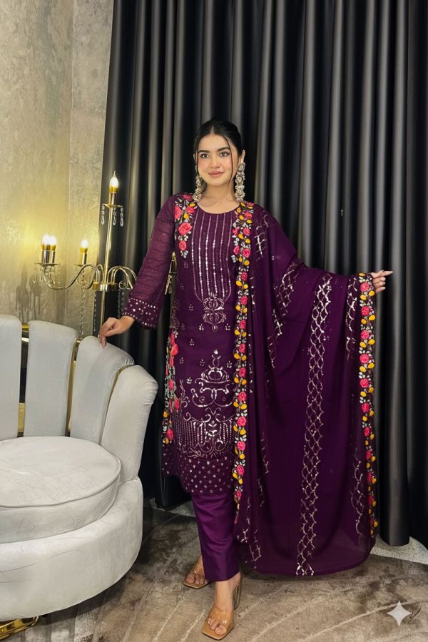 Royal Purple Golden Sequins
