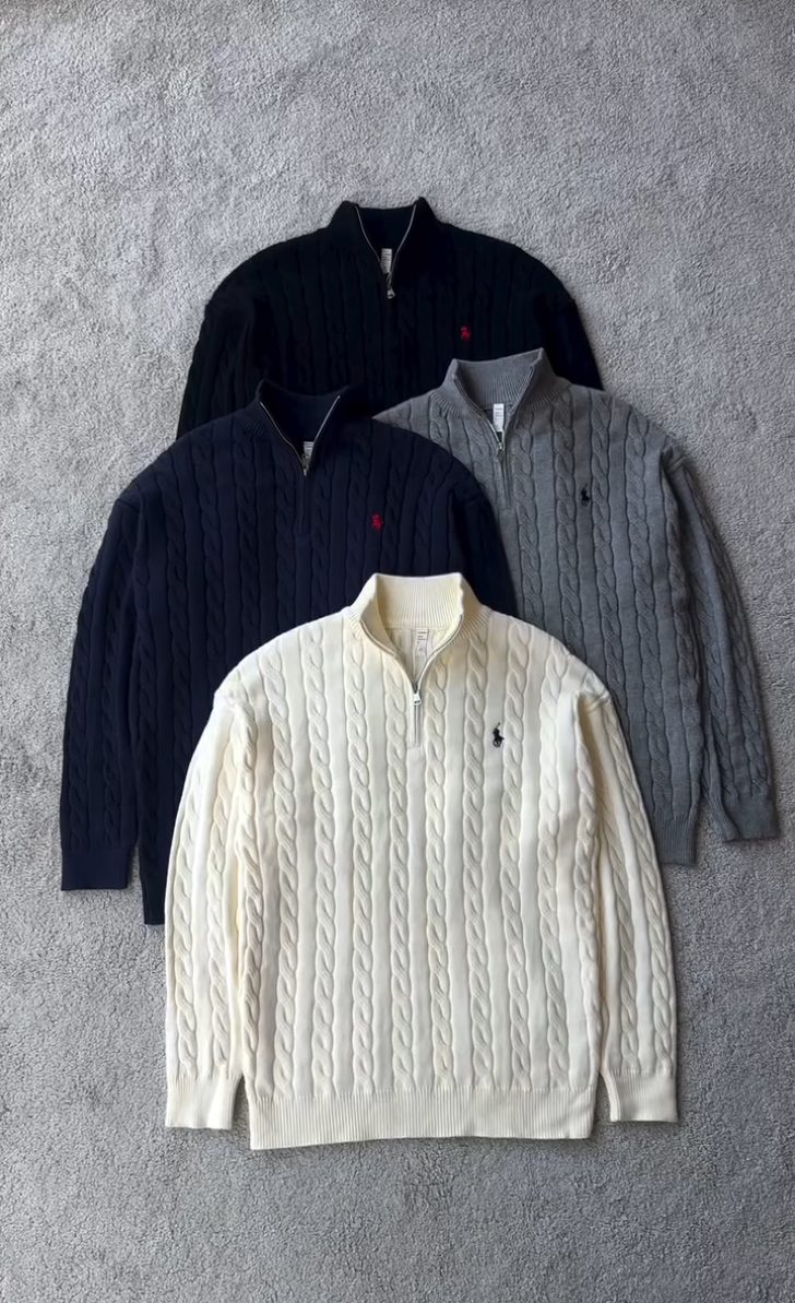 Cable-Knit Half-Zip Sweater - Image 2