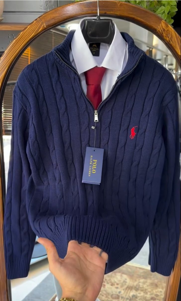 Cable-Knit Half-Zip Sweater - Image 3