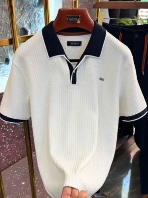 Premium White Knit Polo